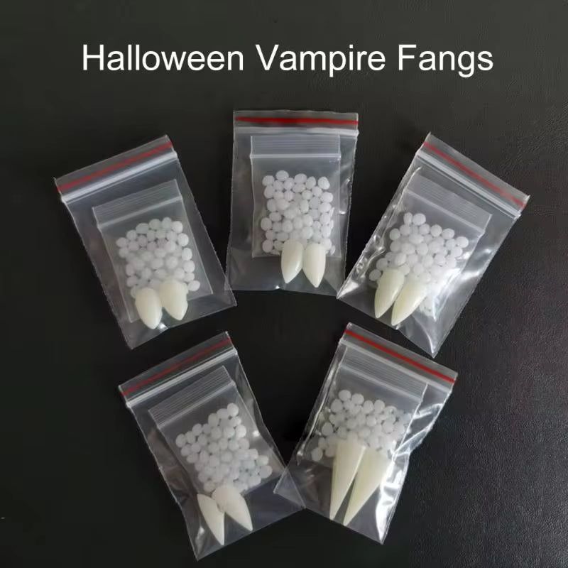 Halloween Decoration Vampire Teeth Fangs Dentures Props Halloween Cosplay Props False Fangs with Solid Glue Halloween Props