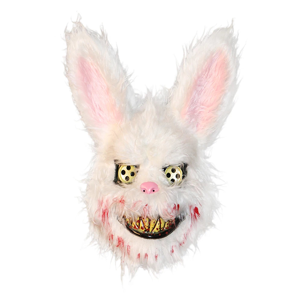 Bloody Plush Bunny Mask Halloween Ghost Festival Mask Realistic Bloody Rabbit Headgear Itaewon Class Prop Halloween Horror Mask