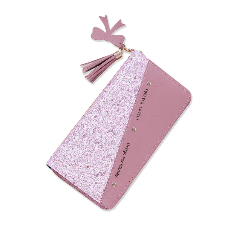 Fashion Women'S Pu Leather Long Wallets Sequins Patchwork Glitter Wallet Coin Purse Female Wallets Girls Gifts Wholesale