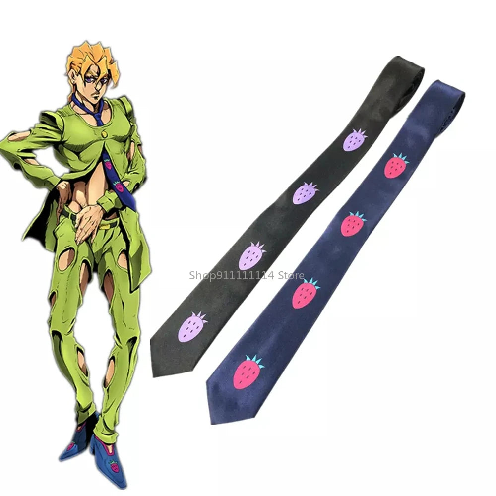 Jojo Tie Kujo Jotaro Jojo'S Bizarre Adventure Necktie Waistband Double Belt High Quality Cosplay Accessories Pannacotta Fugo