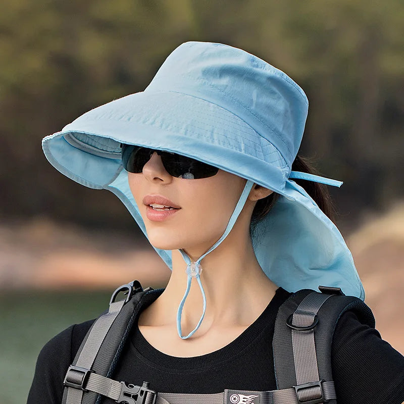 Designer Lightweight Ponytail Hole Visor Hats Summer Bucket Hats for Women Big Brim Outdoor Eye Protection Sunscreen Cap Sun Hat