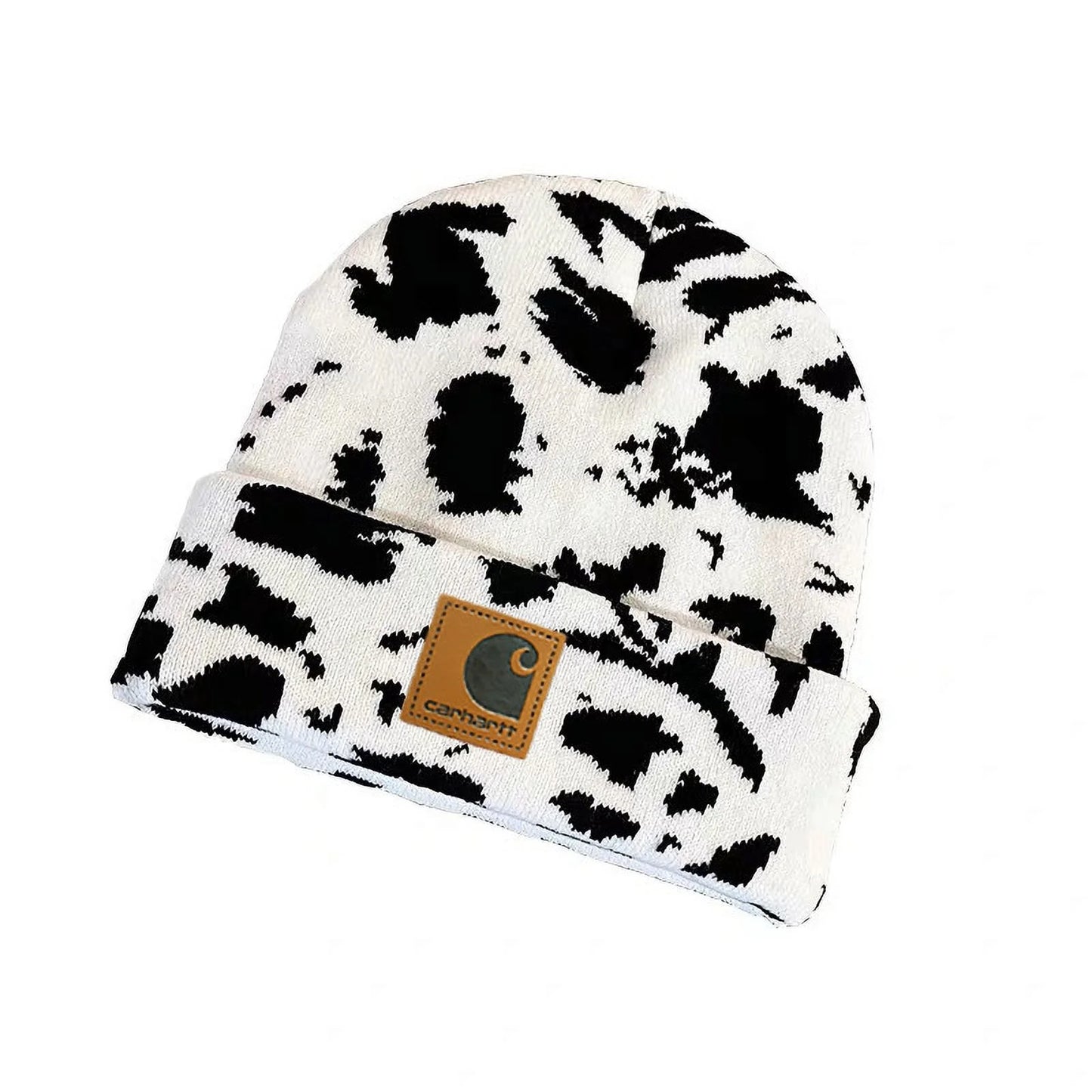 Cow Print Beanie Womens Cow Print Hat Men Fall Winter Beanie Cuffed Hat Warm Knit Hats Stretch Fashion Cap