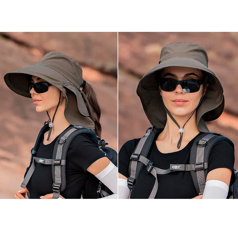 Designer Lightweight Ponytail Hole Visor Hats Summer Bucket Hats for Women Big Brim Outdoor Eye Protection Sunscreen Cap Sun Hat