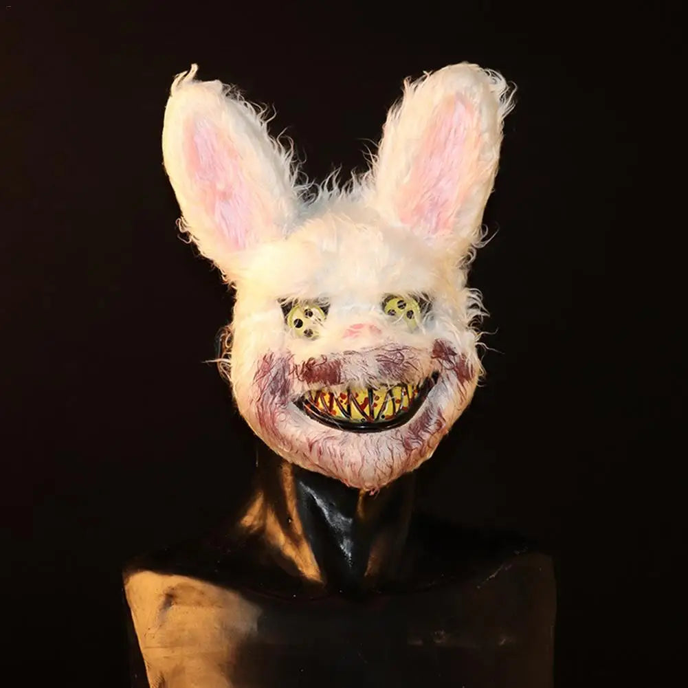 Bloody Plush Bunny Mask Halloween Ghost Festival Mask Realistic Bloody Rabbit Headgear Itaewon Class Prop Halloween Horror Mask