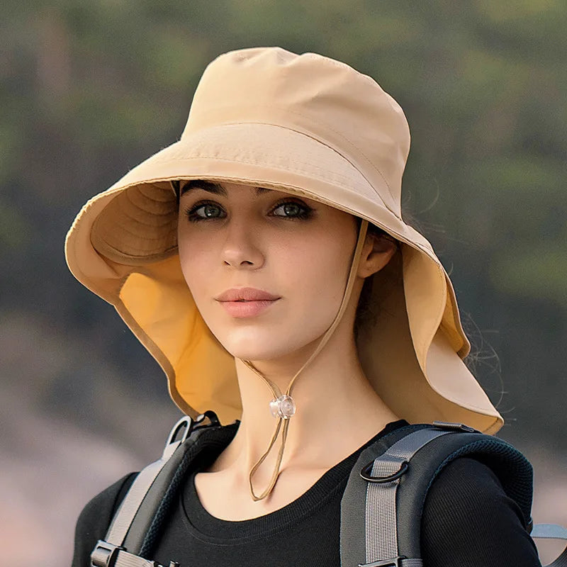 Designer Lightweight Ponytail Hole Visor Hats Summer Bucket Hats for Women Big Brim Outdoor Eye Protection Sunscreen Cap Sun Hat